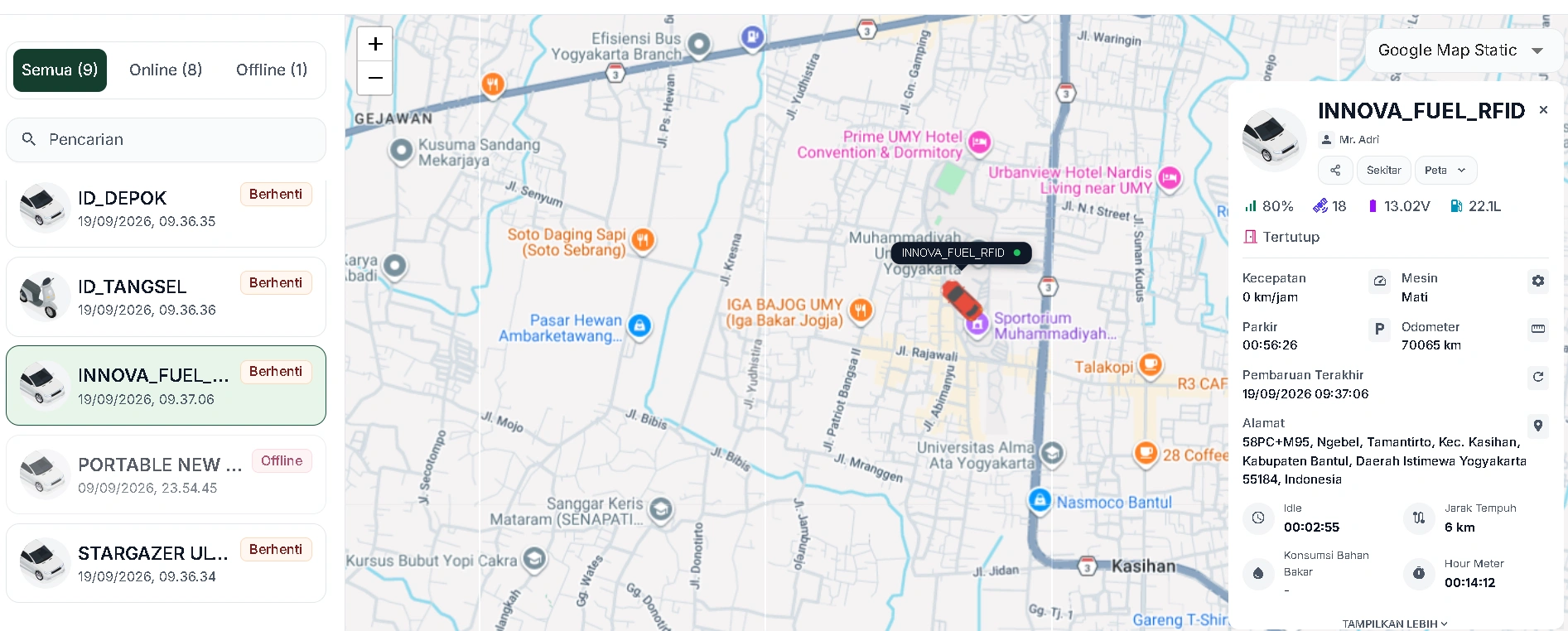 fitur gps tracker jogja